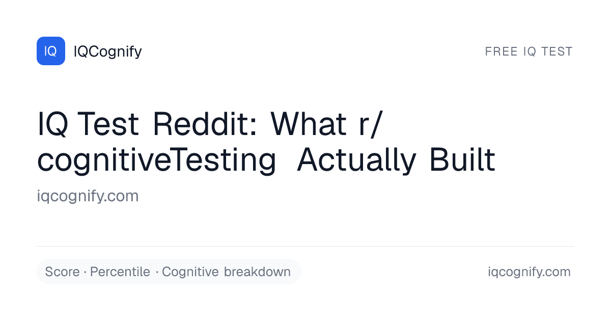 IQ Test Reddit: What r/cognitiveTesting Actually Built · IQCognify